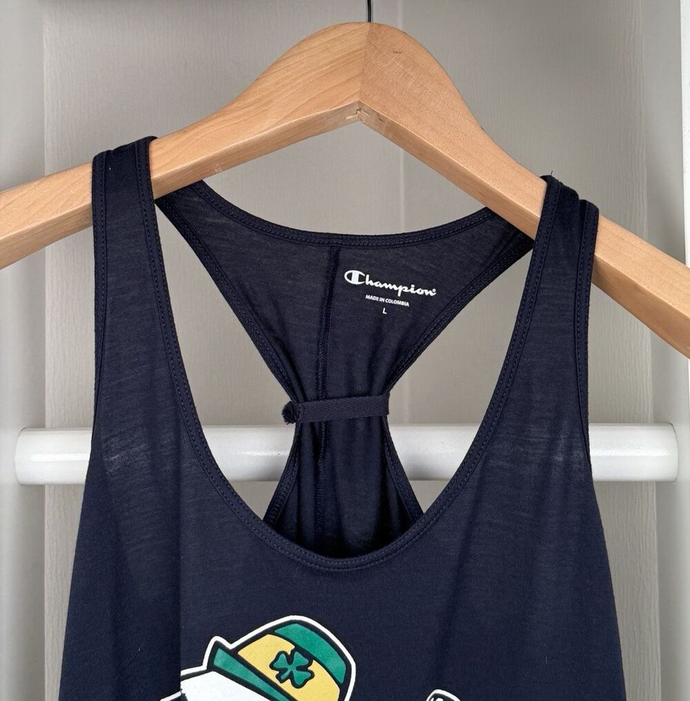 Notre Dame Athletic Knit Tank Top Champion Womens L Navy Racerback Activewear EC - Picture 4 of 11